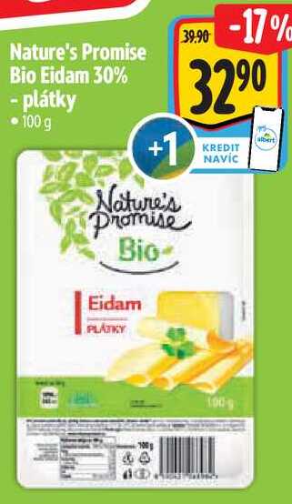 Nature's Promise Bio Eidam 30% - plátky, 100 g 