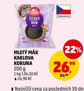 MLETÝ MÁK KARLOVA KORUNA, 200 g