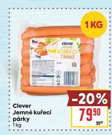 Clever Jemné kuřecí párky 1 kg