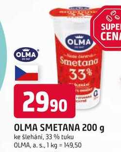 OLMA SMETANA 200 g ke šlehání, 33% tuku