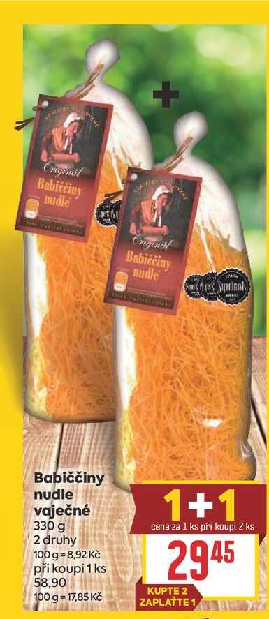 Babiččiny nudle vaječné 330 g 2 druhy 