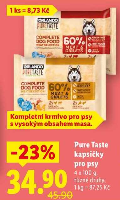 Pure Taste kapsičky pro psy, 4x 100 g