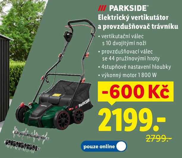 Elektrický vertikutátor a provzdušňovač trávníku