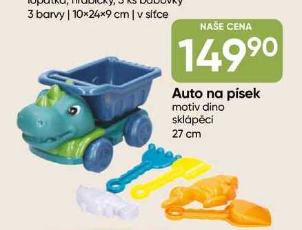 Auto na písek motiv dino sklápěcí 27 cm 