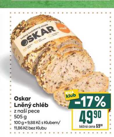 Oskar Lněný chléb z naší pece 505 g 