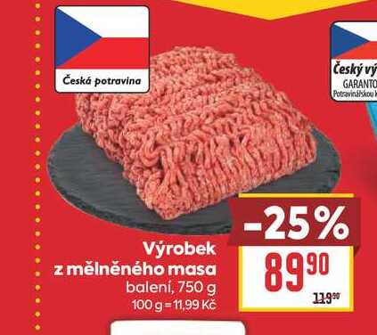 Výrobek z mělněného masa balení, 750 g