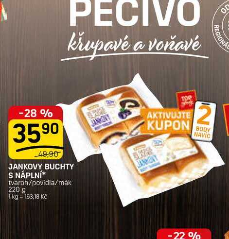 JANKOVY BUCHTY S NÁPLNÍ tvaroh/povidla/mák 220 g 