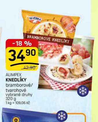 KNEDLÍKY bramborové/ tvarohové vybrané druhy 320 g 