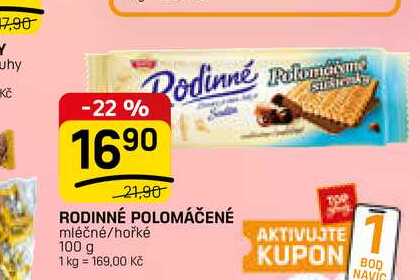 RODINNÉ POLOMÁČENÉ mléčné/hořké 100 g