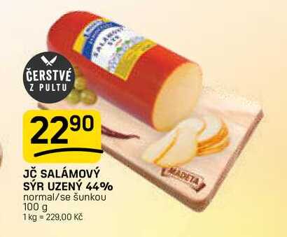 JČ SALÁMOVÝ SÝR UZENÝ 44% normal/se šunkou 100 g 
