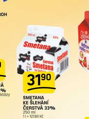 SMETANA KE ŠLEHÁNÍ ČERSTVÁ 33% 250 ml