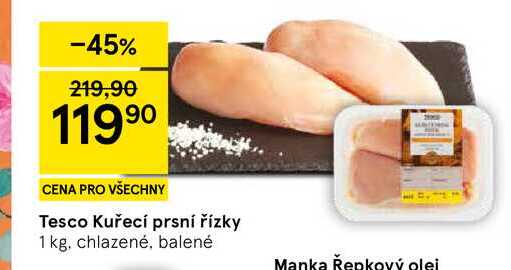 Tesco Kuřecí prsní řízky, 1 kg