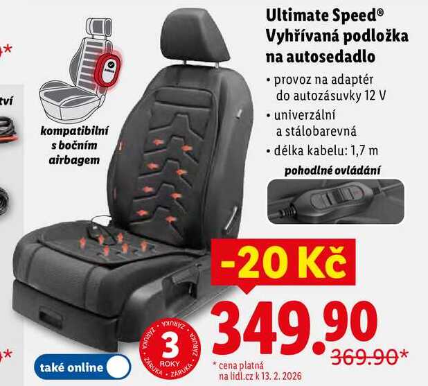 Ultimate Speed® Vyhřívaná podložka na autosedadlo