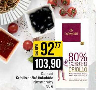 Domori Criollo hořká čokoláda různé druhy 50 g