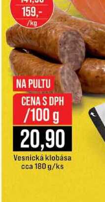 Vesnická klobása cca 180 g 100g