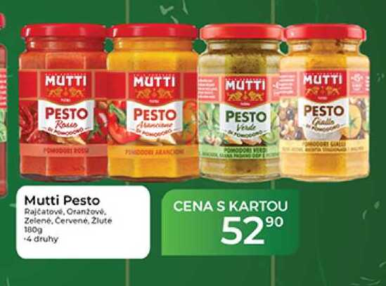 Mutti Pesto Rajčatove, Oranzové. Zelené, Cervené. Zluté 180 g