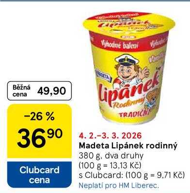 Madeta Lipánek rodinný, 380 g