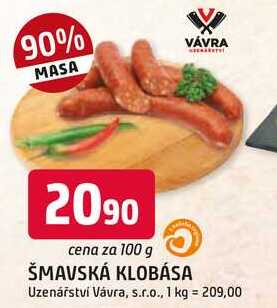 ŠMAVSKÁ KLOBÁSA 100g