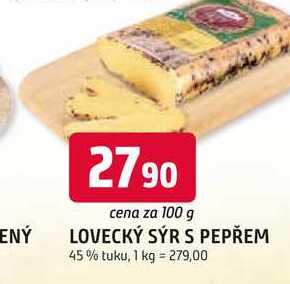 LOVECKÝ SÝR S PEPŘEM 45% tuku, 100g