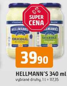 Hellmann's majonéza, tatarská omáčka 340ml, vybrané druhy