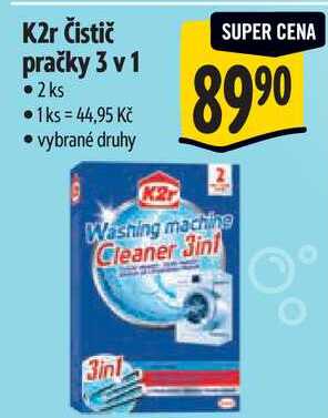 K2r Čistič pračky 3 v 1, 2 ks