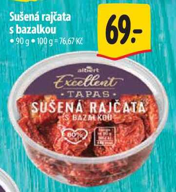 Sušená rajčata s bazalkou, 90 g