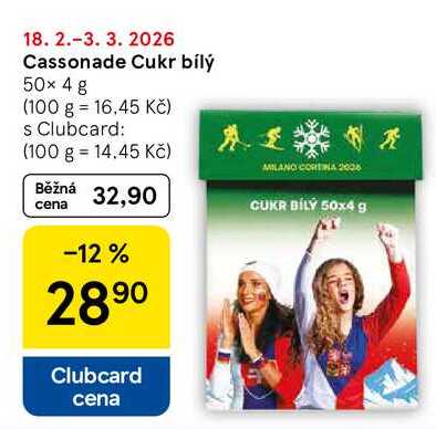 Cassonade Cukr bílý, 50x 4 g