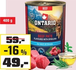 Konzerva pro psy Ontario hovězí paté se spirulinou
