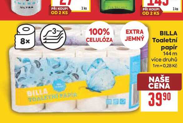 BILLA TOALETNI PAPIR 144 m více druhů