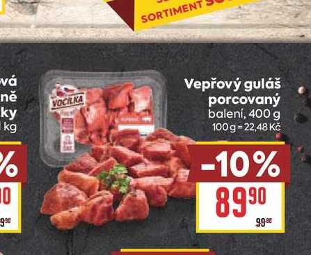 Vepřový guláš porcovaný baleni, 400 g