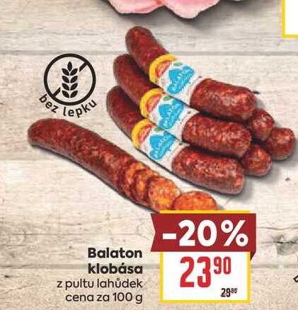 Balaton klobása z pultu lahůdek cena za 100 g