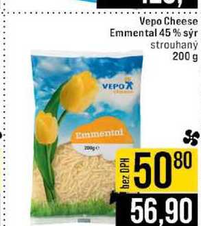 Vepo Cheese Emmental 45% sýr strouhaný 200 g