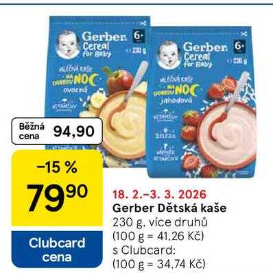 Gerber Dětská kaše, 230 g
