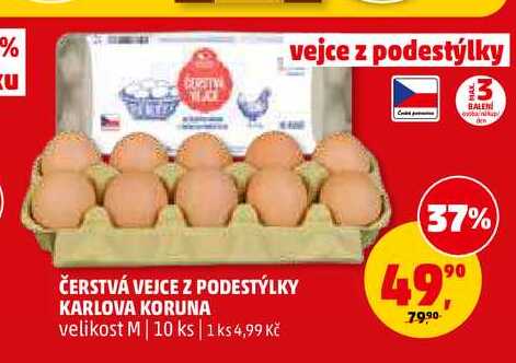 ČERSTVÁ VEJCE Z PODESTÝLKY KARLOVA KORUNA velikost M, 10 ks