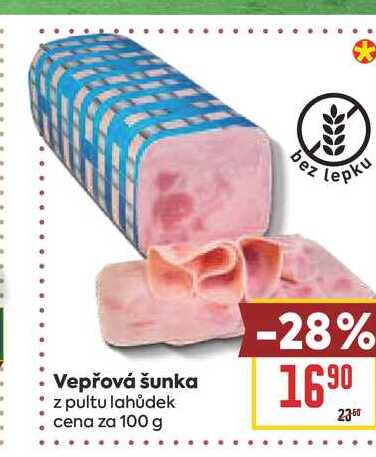 Vepřová šunka z pultu lahůdek cena za 100 g
