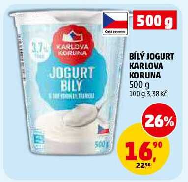 BÍLÝ JOGURT KARLOVA KORUNA, 500 g 