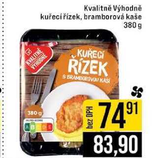 Kvalitně Výhodně kuřecí řízek, bramborová kaše 380 g