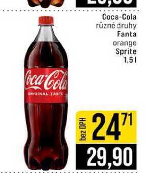Coca-Cola různé druhy Fanta orange Sprite 1,5l 