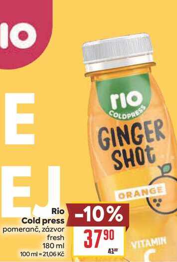 Rio -10% Cold press pomeranč, zázvor fresh 180 ml 
