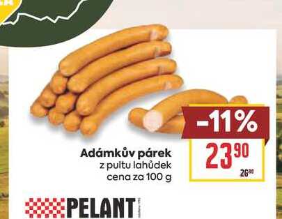 Adámkův párek z pultu lahůdek cena za 100 g 