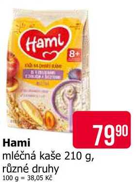 Hami mléčná kaše 210 g, různé druhy