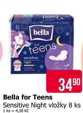 Bella for Teens Sensitive Night vložky 8 ks 
