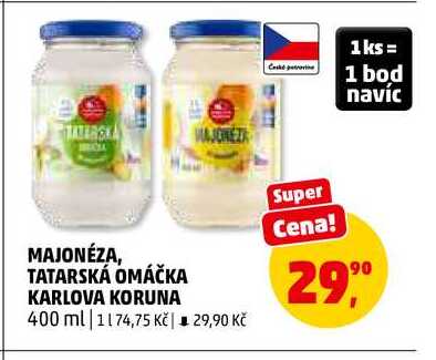 TATARSKÁ OMÁČKA KARLOVA KORUNA, 400 ml 
