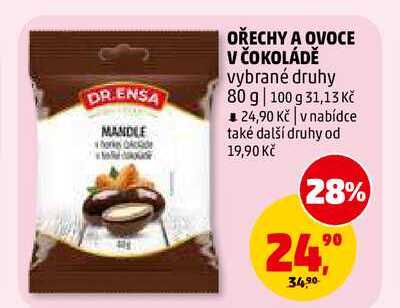 OŘECHY A OVOCE V ČOKOLÁDĚ, 80 g 