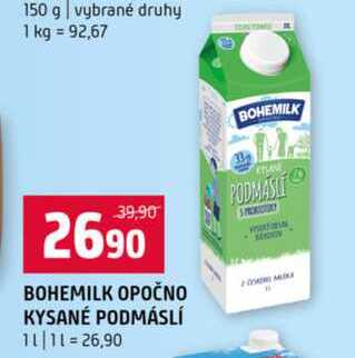 BOHEMILK OPOČNO KYSANÉ PODMÁSLÍ 1 l