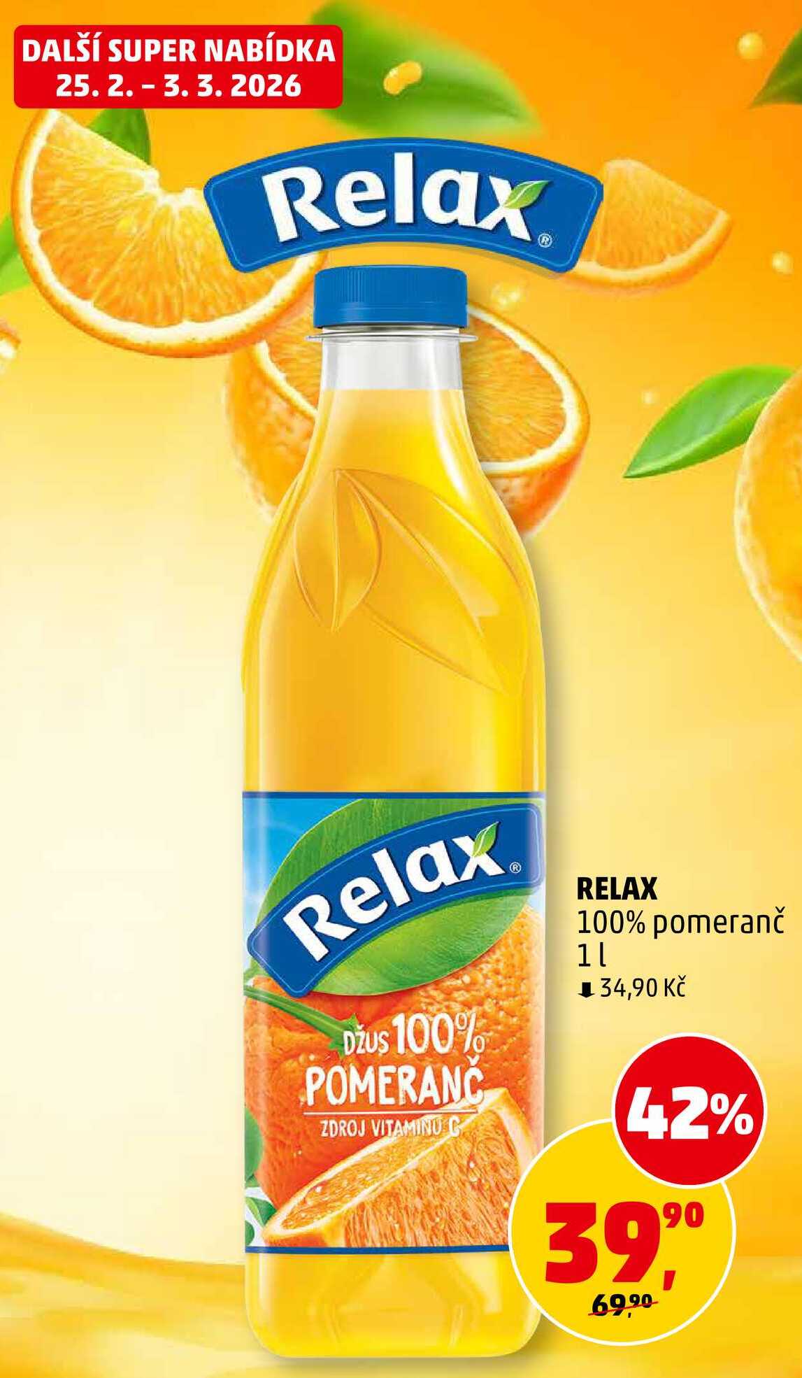 RELAX 100% pomeranč, 1 l
