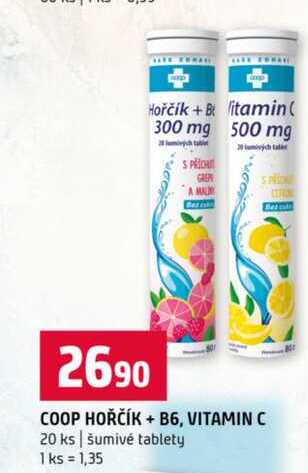 COOP HOŘČÍK + B6, VITAMIN C 20 ks