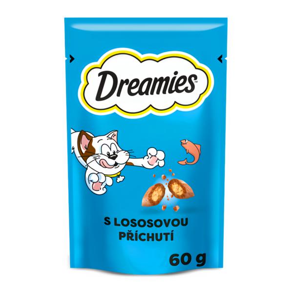 Dreamies Polštářky s lososem doplňkové krmivo pro kočky a koťata