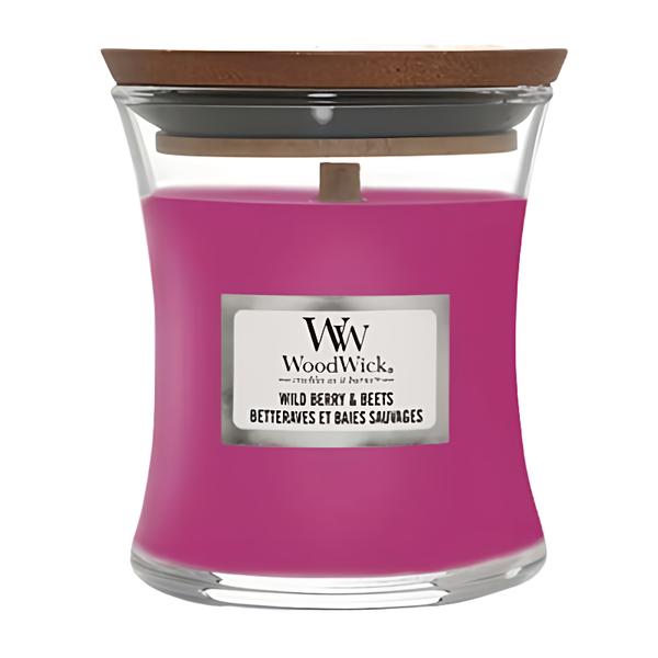 Wood Wick Mini svíčka ve tvaru přesýpacích hodin Wild Berry & Beets