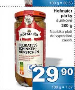 Hofmaier párky šunkovė 380 g 